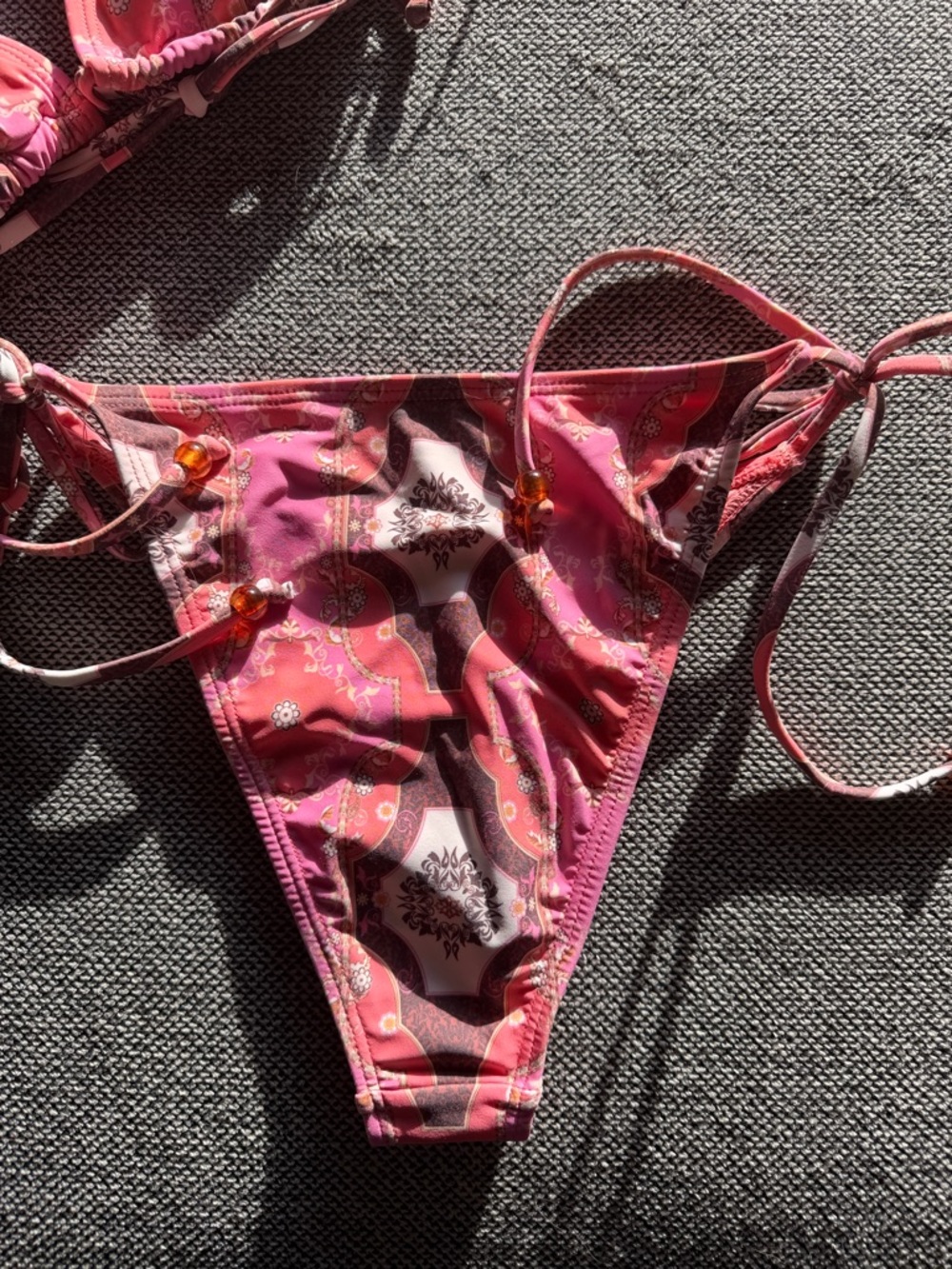 New - House of Harlow 1960 Pink Print Triangle Bikini Set sz S - Picture 6 of 7